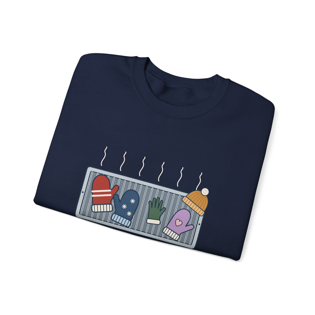 Snow Day Crewneck Sweatshirt - Mittens Drying on Every Vent Winter Sweatshirt