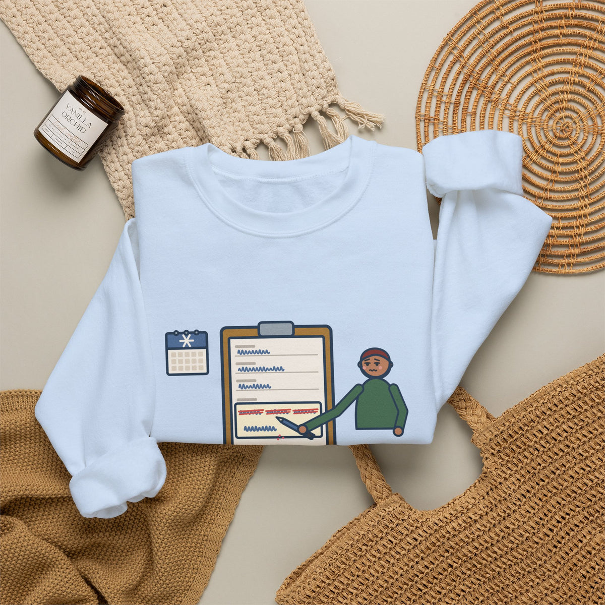 January Sweatshirt, Third Week, Still Writing Last Year on Every Form, Funny Date Field Crewneck