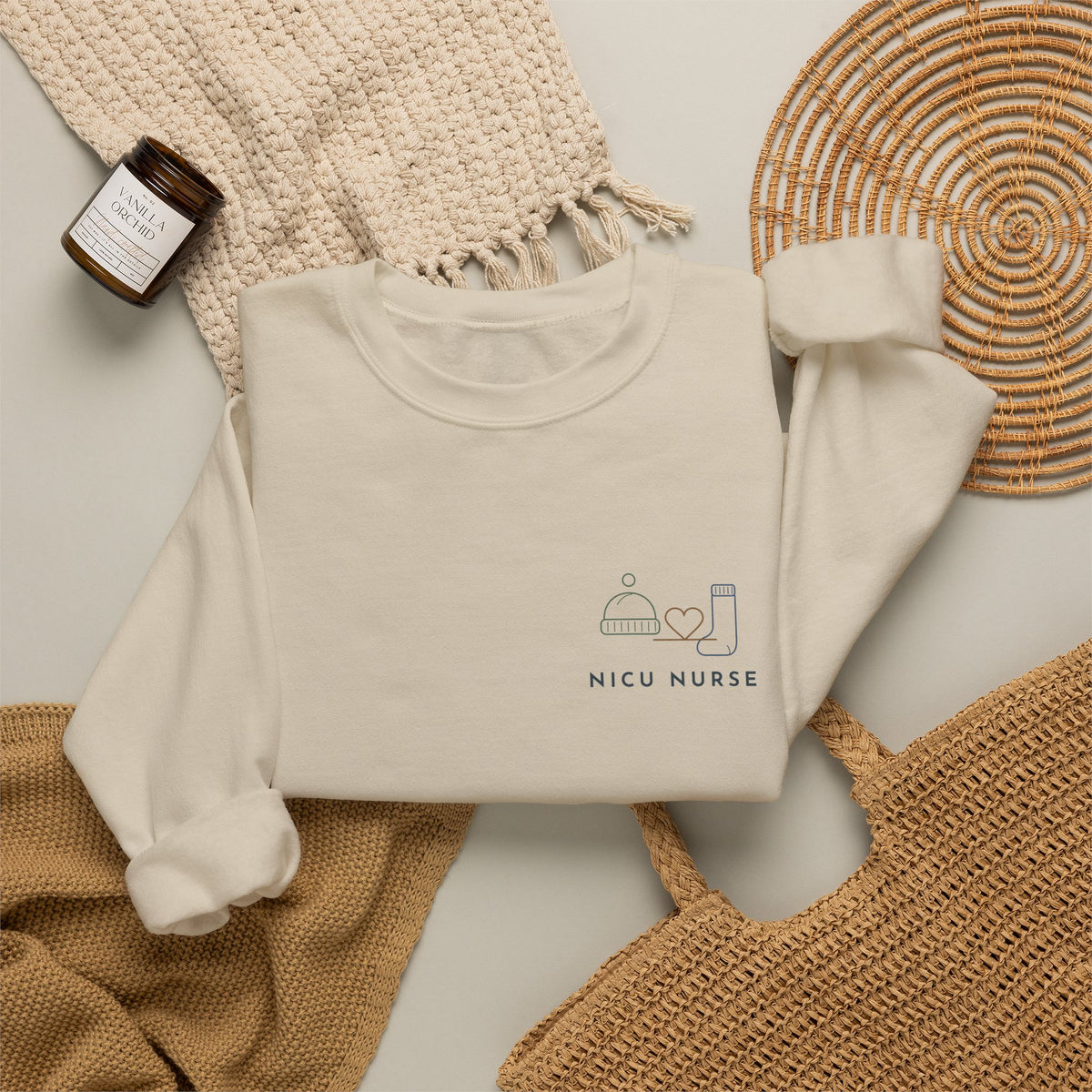NICU Nurse Sweatshirt, Neonatal Nurse Crewneck, NICU Nurse Gift, Minimalist Nurse Christmas Gift, Sand or Light Blue