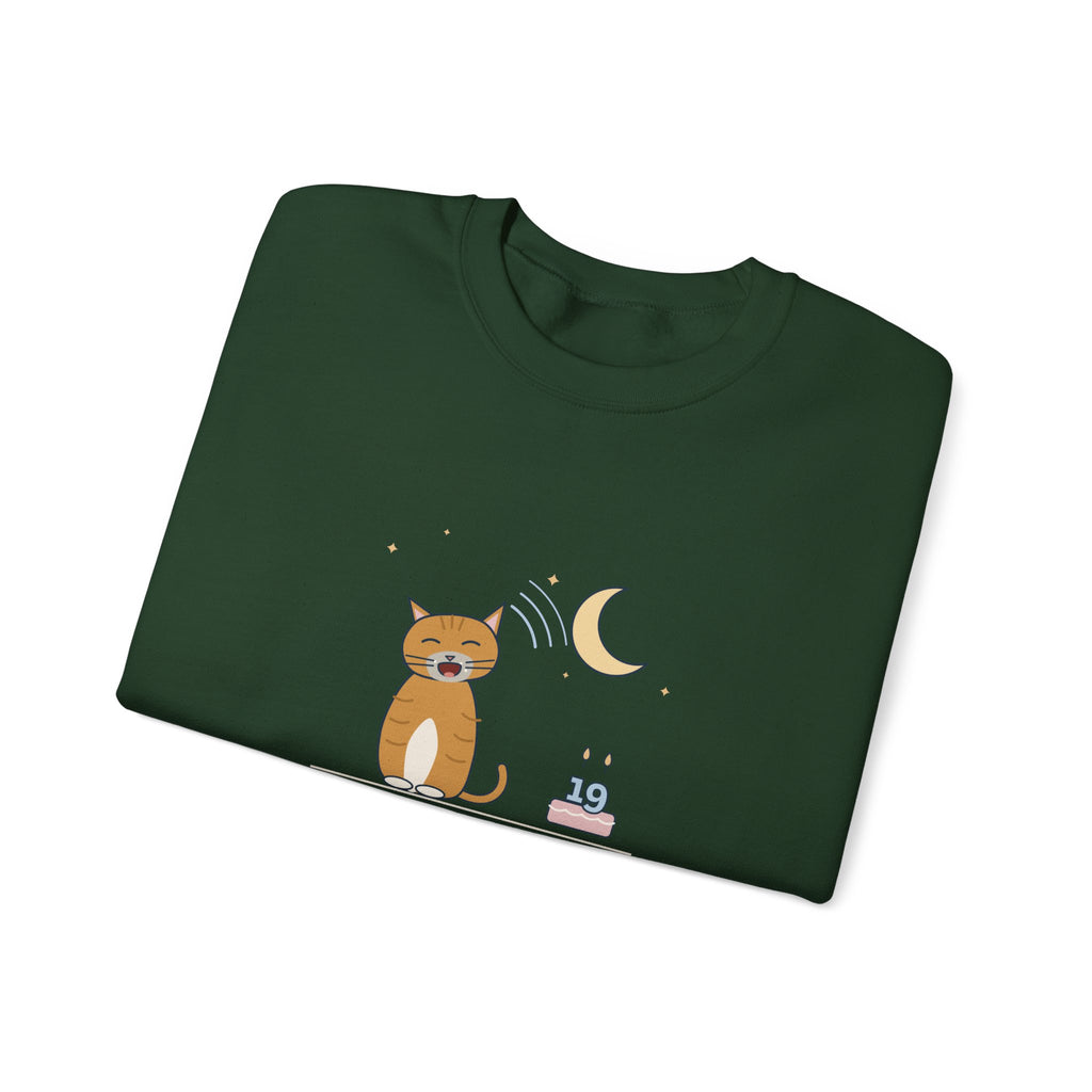 Senior Cat Crewneck Sweatshirt - Nineteen Years Old. Yells at 3 a.m. Earned It.