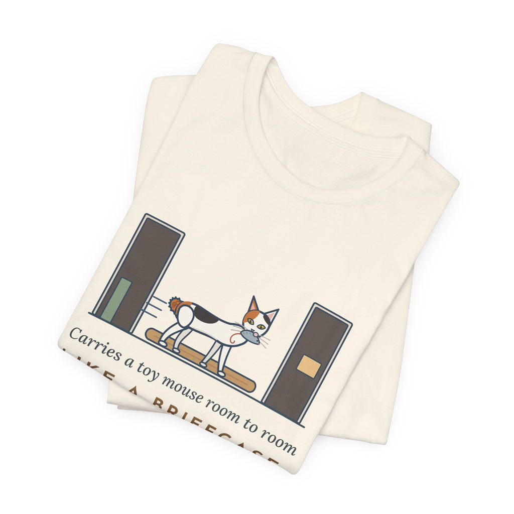 Japanese Bobtail Cat T-Shirt - Carries a Toy Mouse Room to Room Like a Briefcase