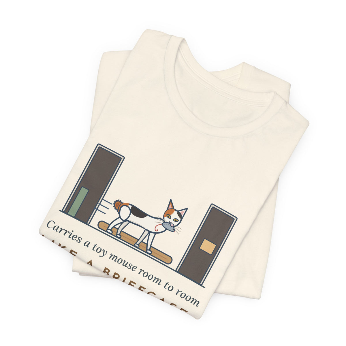 Japanese Bobtail Cat T-Shirt - Carries a Toy Mouse Room to Room Like a Briefcase