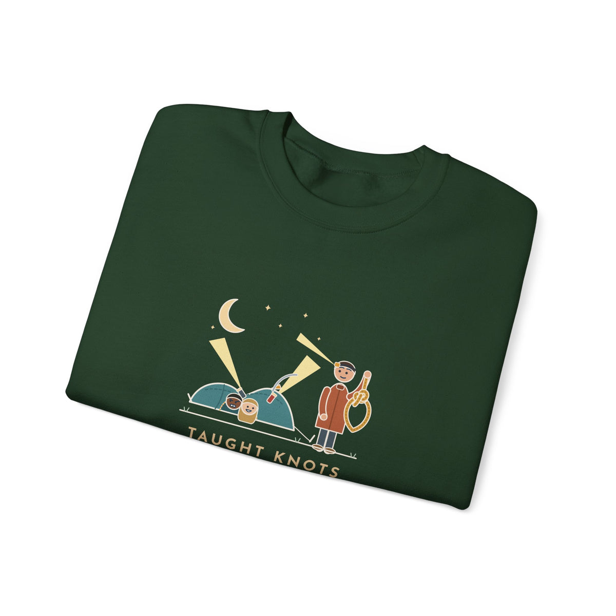 Outdoor Education Teacher Crewneck Sweatshirt - Knots for an Hour, Tent Fell at Midnight