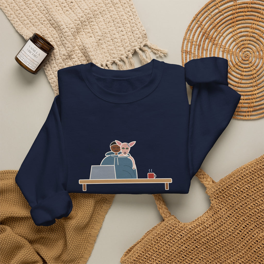 Peterbald Cat Found the Warmest Spot Crewneck Sweatshirt - Funny Hairless Cat Lover Gift