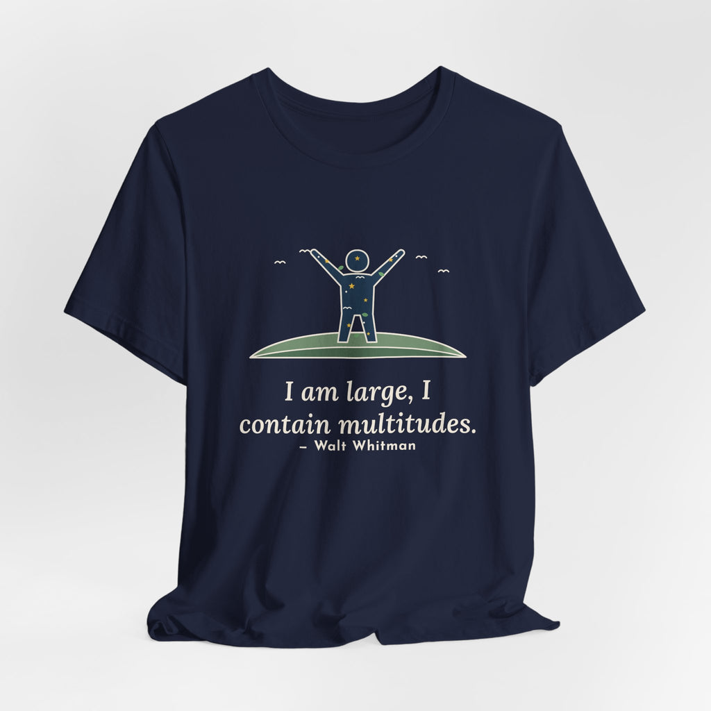 Walt Whitman Quote T-Shirt, I Am Large, I Contain Multitudes, Literary Starry Figure Tee