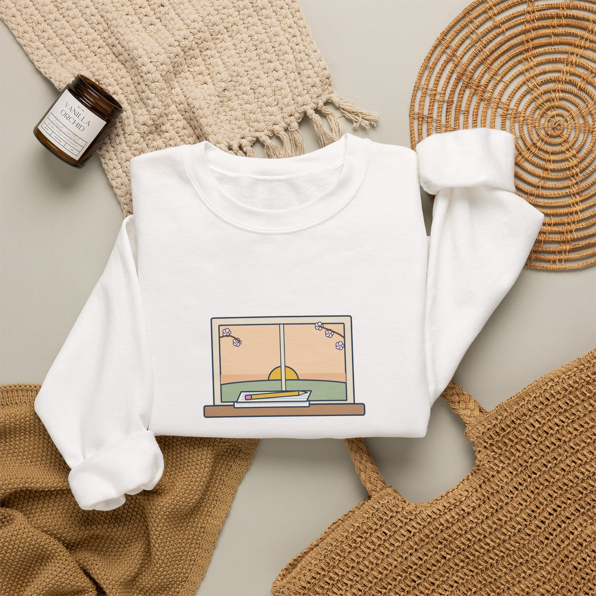 Tomorrow Is a New Day with No Mistakes in It Yet Sweatshirt, Encouragement Montgomery Quote Crewneck with Dawn Windowsill