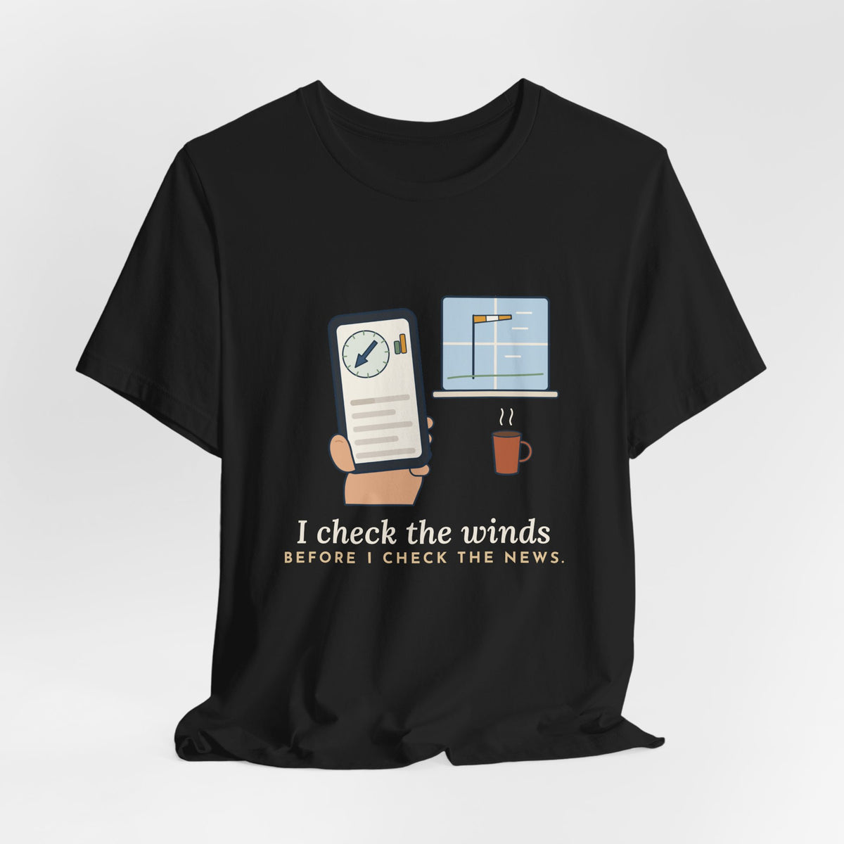 General Aviation Pilot T-Shirt - I Check the Winds Before I Check the News