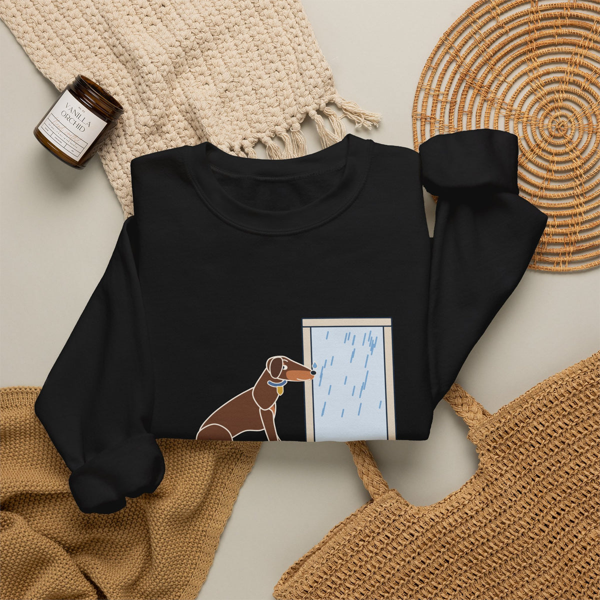 Doberman Crewneck Sweatshirt - Guard Dog. Won't Go Out in the Rain. Dobie Gift