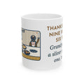Thanksgiving Mug, Nine People, Six Pies, Grandpa Tried a Sliver of Every One Twice, Funny Coffee Mug 11oz