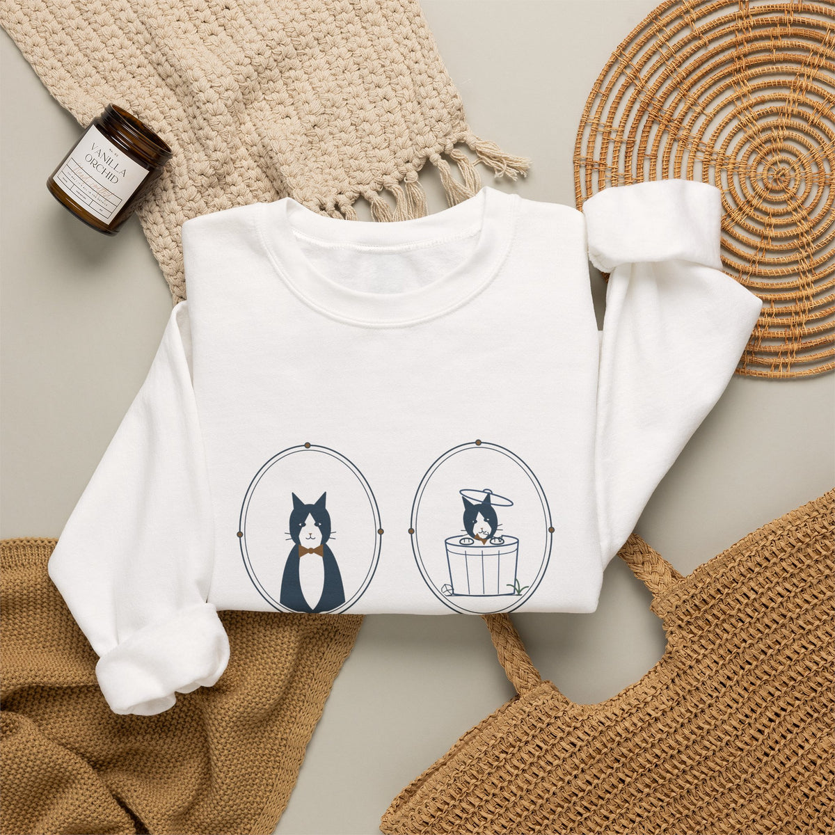 Tuxedo Cat Crewneck Sweatshirt - Dressed for a Gala. Acts Like a Raccoon.