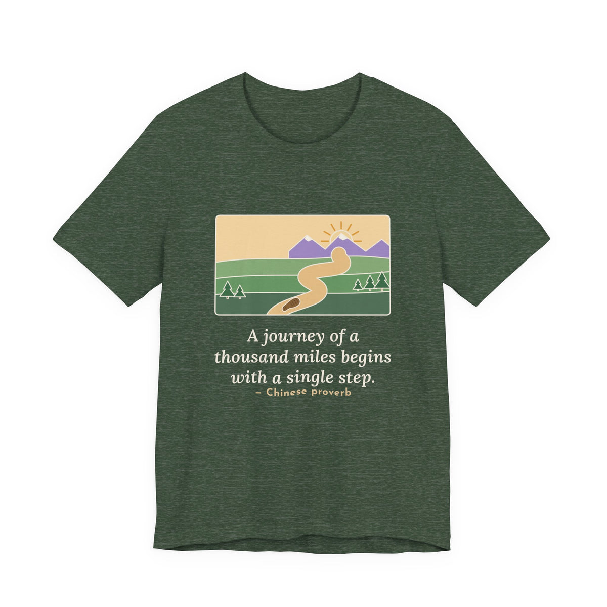 A Journey of a Thousand Miles Begins With a Single Step T-Shirt, Wisdom Proverb Tee with Winding Road