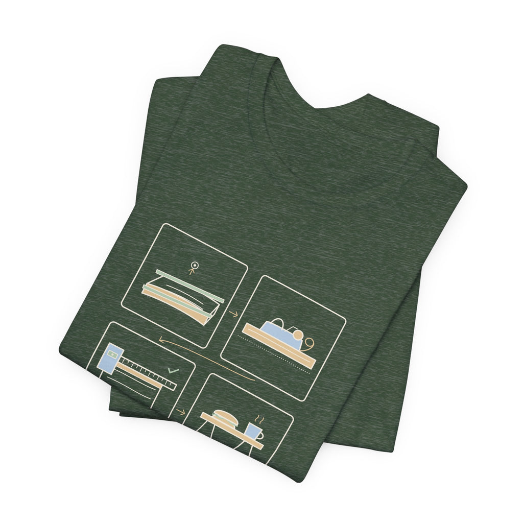 Woodworking T-Shirt - Flat, Straight, Square. Then Lunch. Woodworker Tee