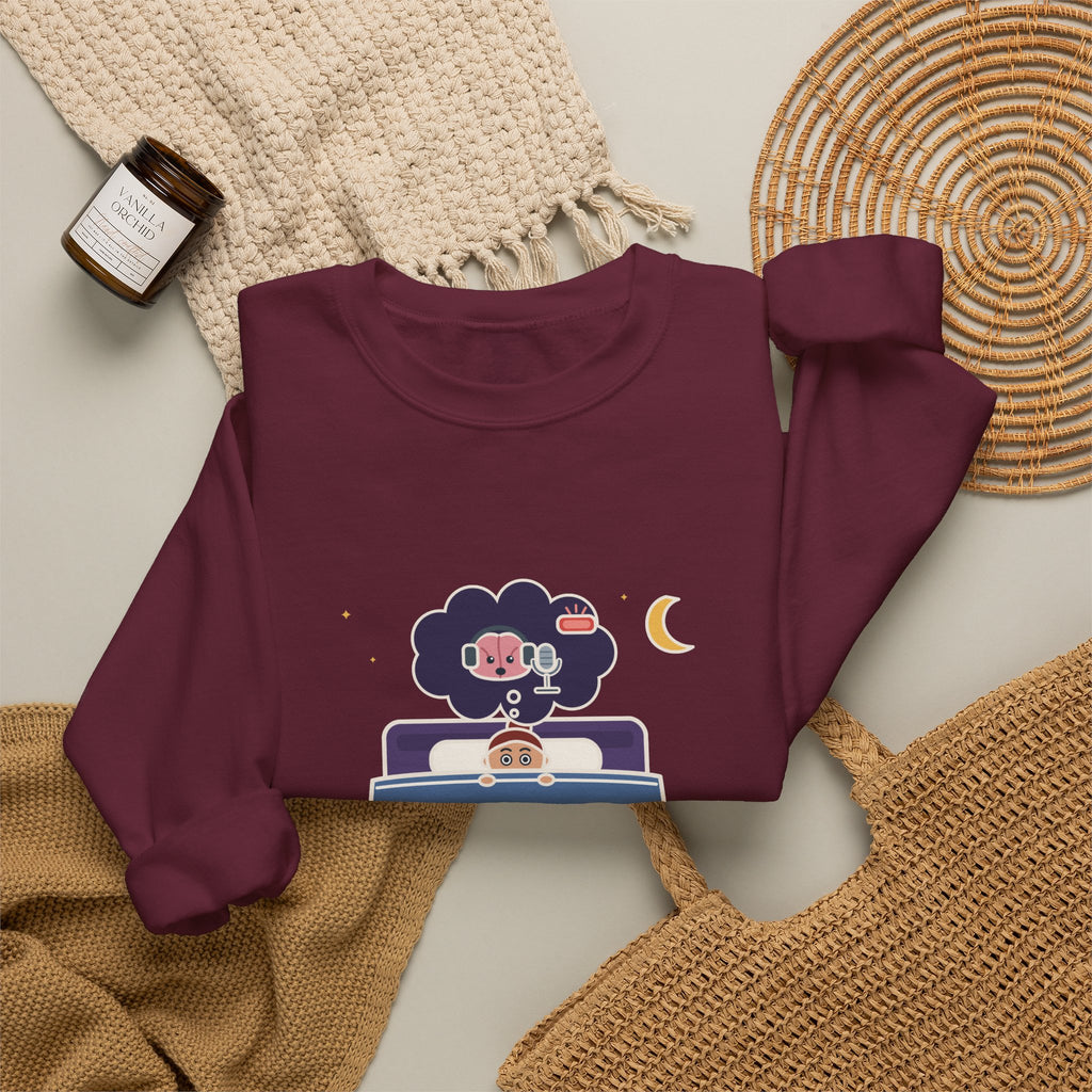 Funny Night Owl Crewneck Sweatshirt - My Brain Starts a Podcast at Bedtime