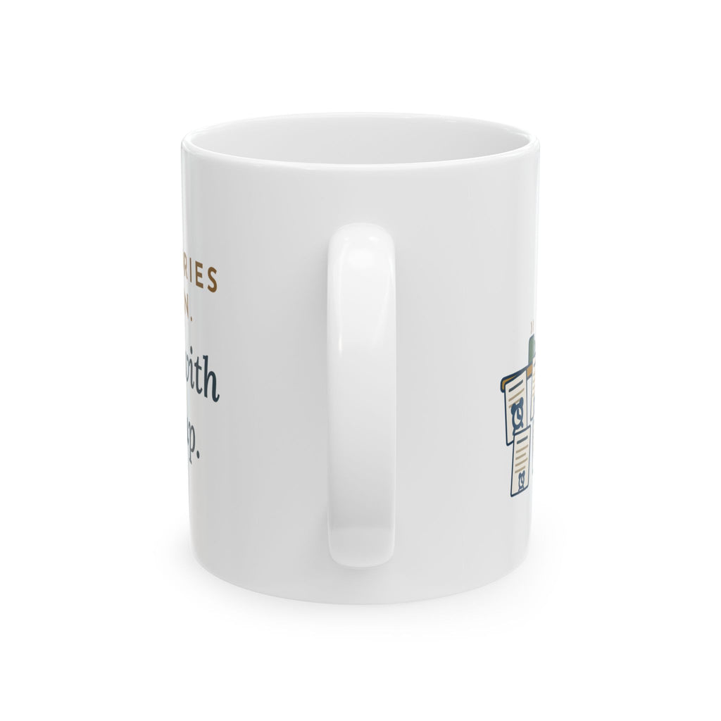 Creative Writing Teacher Coffee Mug - Twelve Stories, Nine End With Waking Up