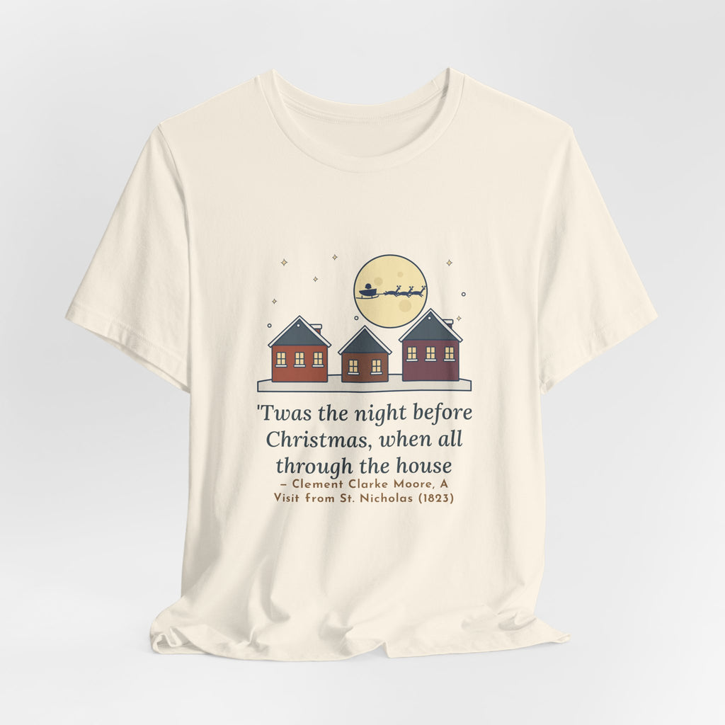Moore Quote T-Shirt, Twas the Night Before Christmas, Christmas Moonlit 1820s Town Tee
