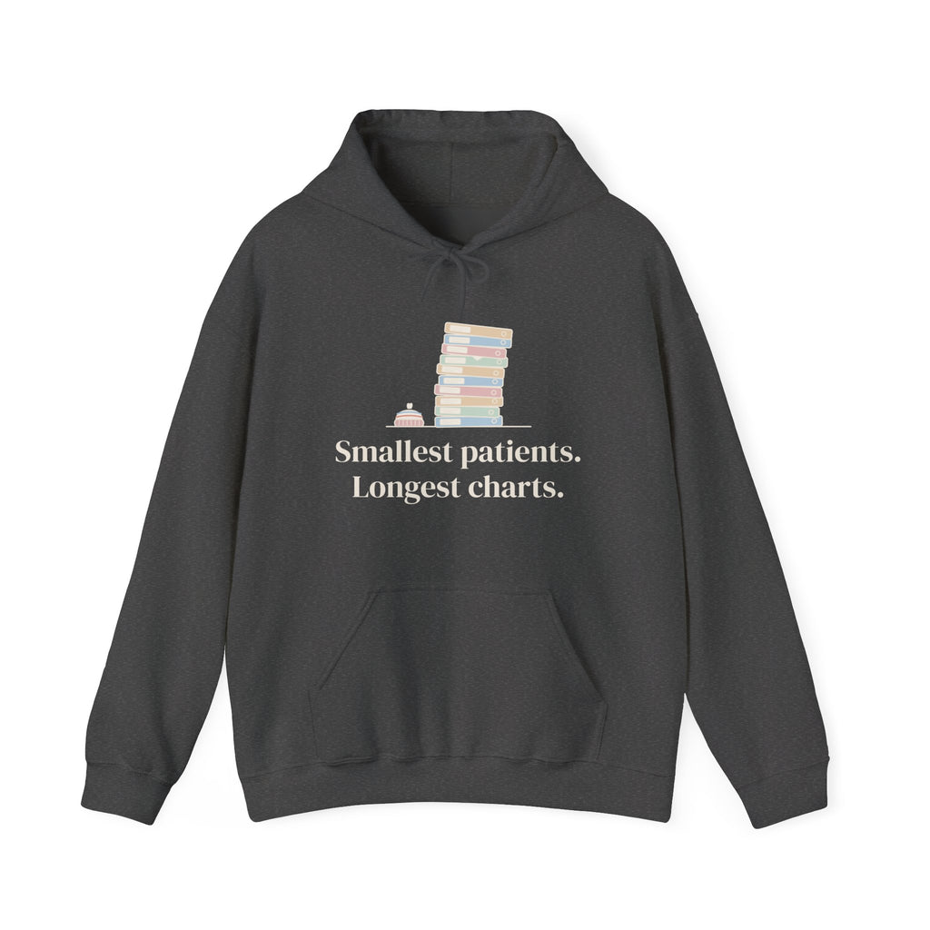 NICU Nurse Hoodie - Smallest Patients. Longest Charts. Neonatal Nurse Hooded Sweatshirt Gift