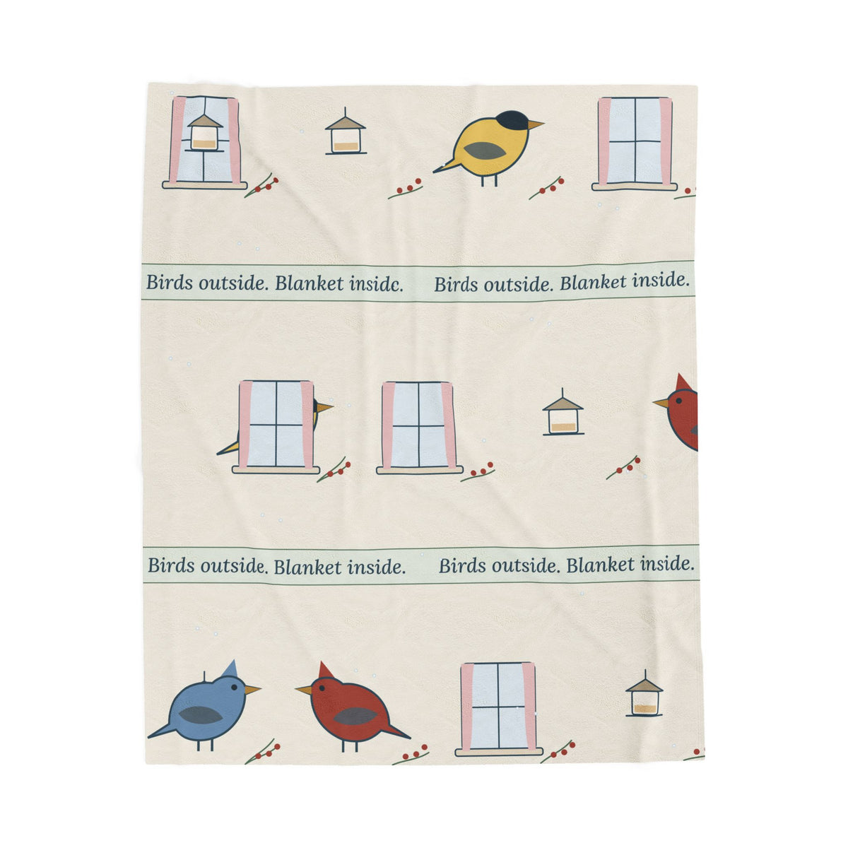Birding Blanket - Birds Outside, Blanket Inside Velveteen Plush Throw for Bird Lovers