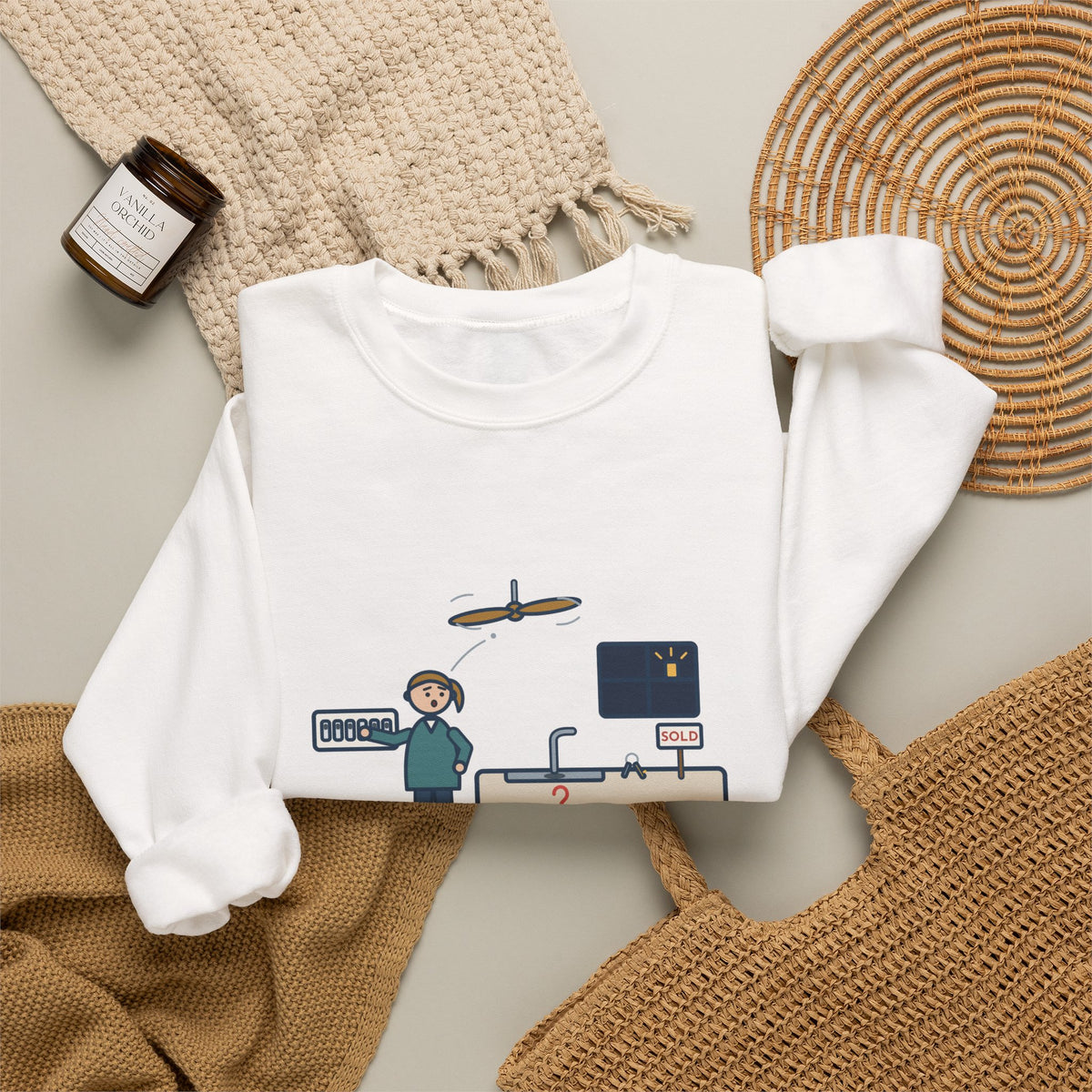 New Homeowner Sweatshirt, First Weekend Finding Which Switch Runs the Garbage Disposal, Funny Switch Plate Crewneck