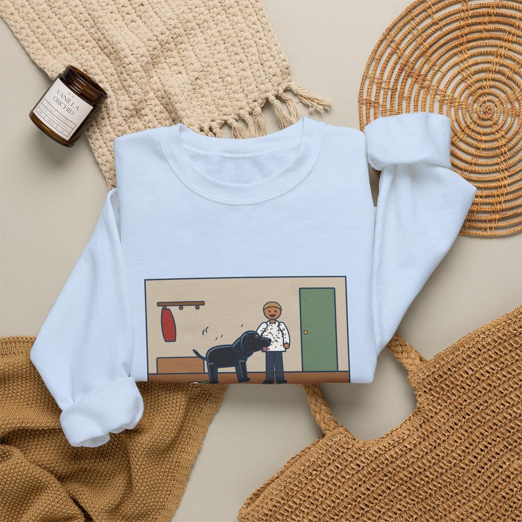 Jet-Black Dog Sweatshirt, Bought One White Sweater, Wore It for Six Minutes, Funny Front Hall Hug Crewneck