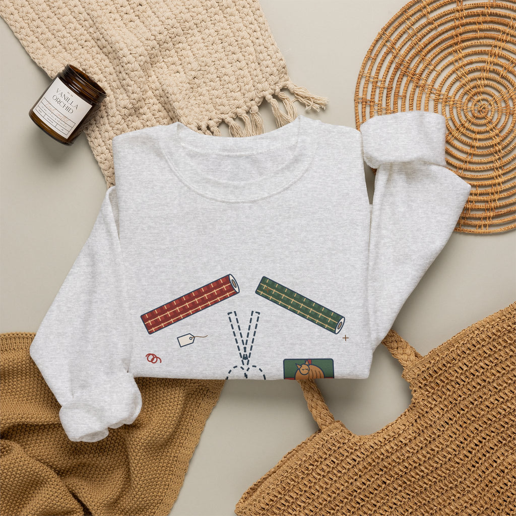 Christmas Crewneck Sweatshirt - Who Has the Scissors? Gift Wrapping Night Sweatshirt