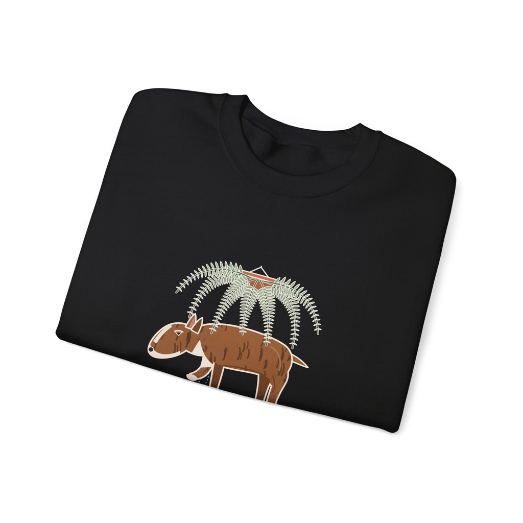 Bull Terrier Crewneck Sweatshirt - Trancing Under the Ferns Slow Motion Dog Lover Gift
