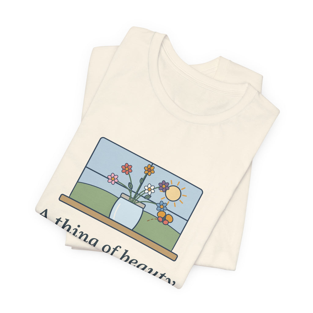 John Keats Quote T-Shirt, A Thing of Beauty Is a Joy Forever, Nature Wildflower Jar Tee