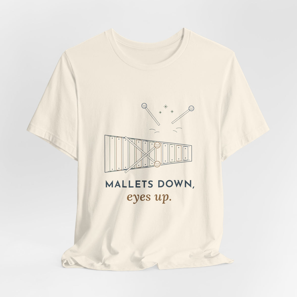 Elementary Music Teacher T-Shirt - Mallets Down, Eyes Up. Xylophone Classroom Tee