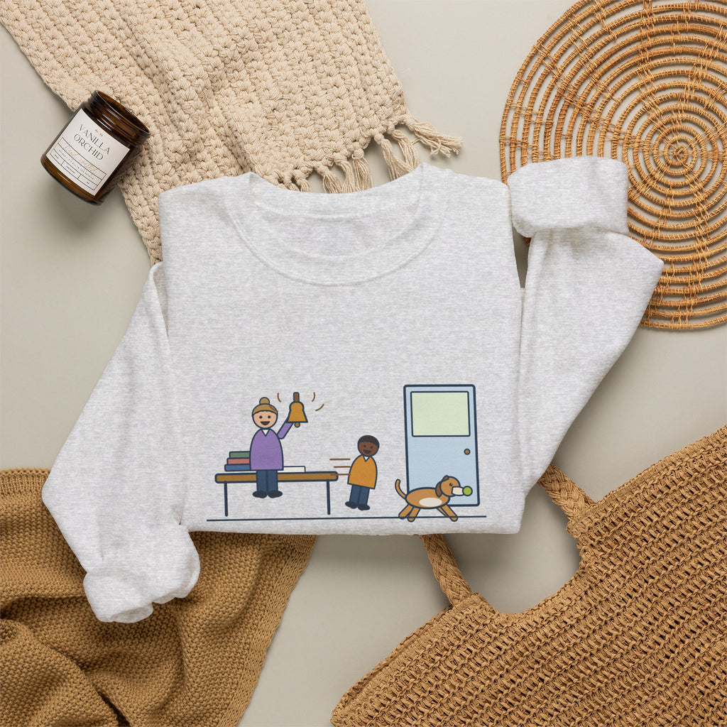Homeschool Crewneck Sweatshirt - Recess Bell for One Kid and the Dog