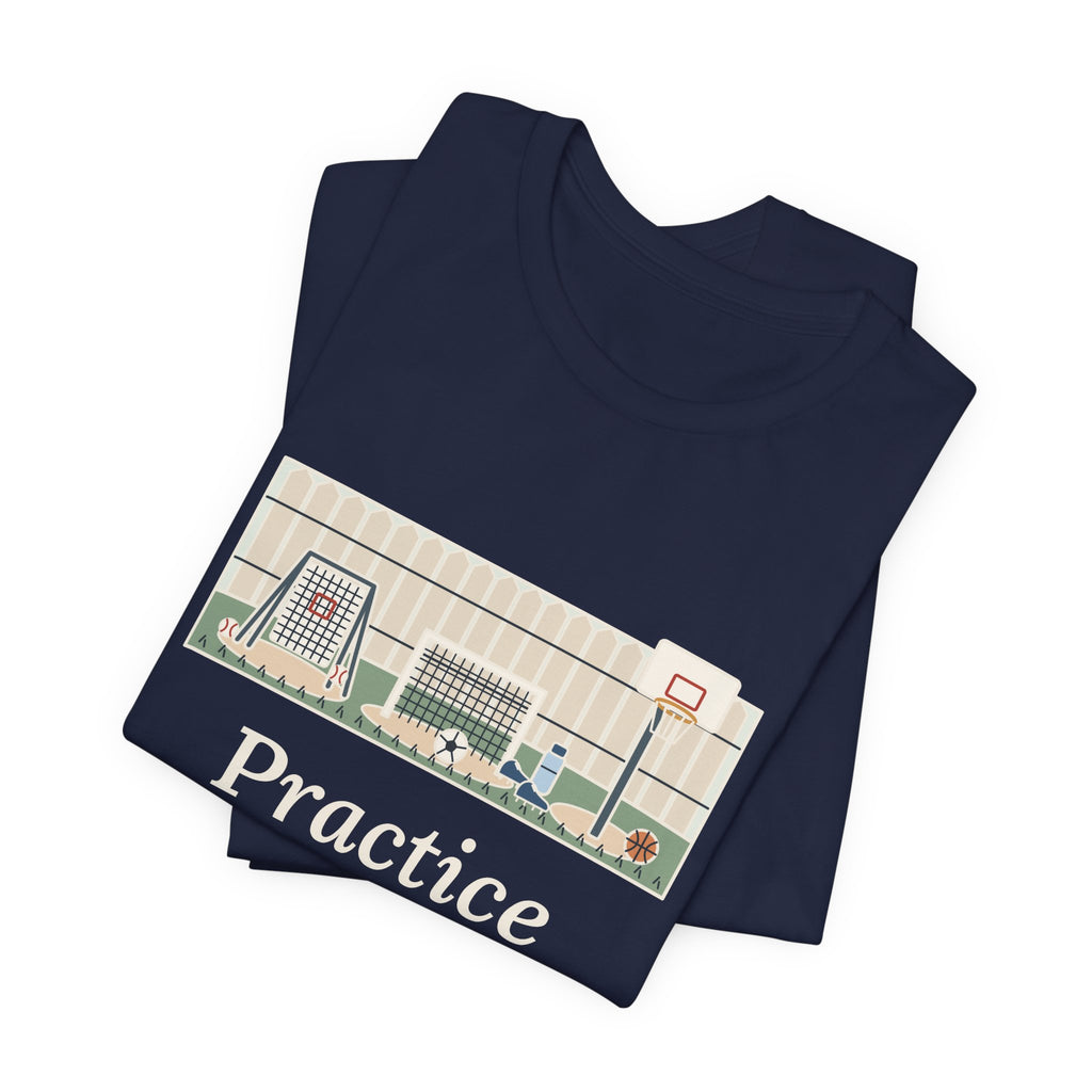 Practice Makes Perfect T-Shirt, Youth Sports Proverb Tee with Backyard Practice
