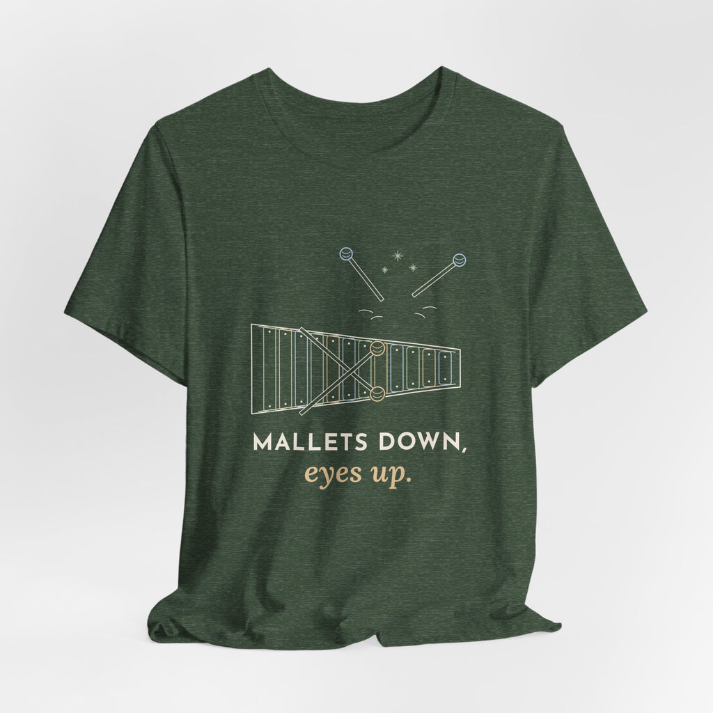 Elementary Music Teacher T-Shirt - Mallets Down, Eyes Up. Xylophone Classroom Tee