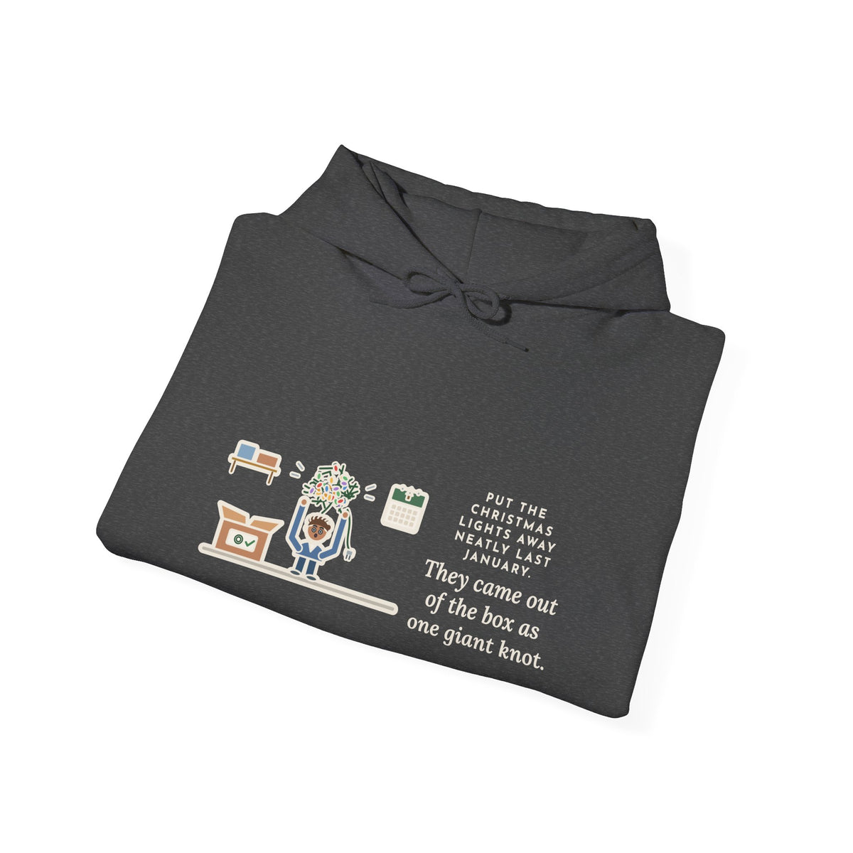 Funny Christmas Lights Hoodie, Put Away Neatly Last January, Came Out of the Box as One Giant Knot