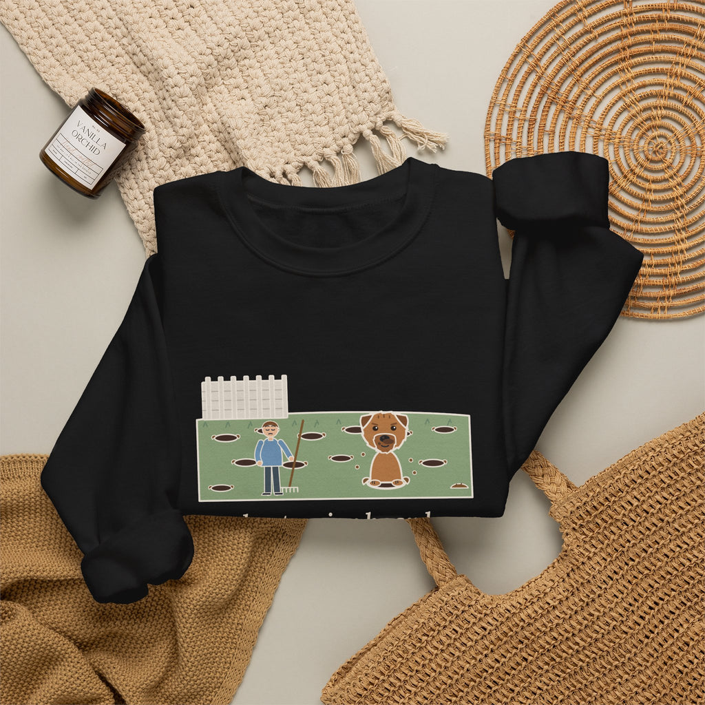 Border Terrier Crewneck Sweatshirt - Twelve Holes in the Lawn Funny Dog Sweatshirt