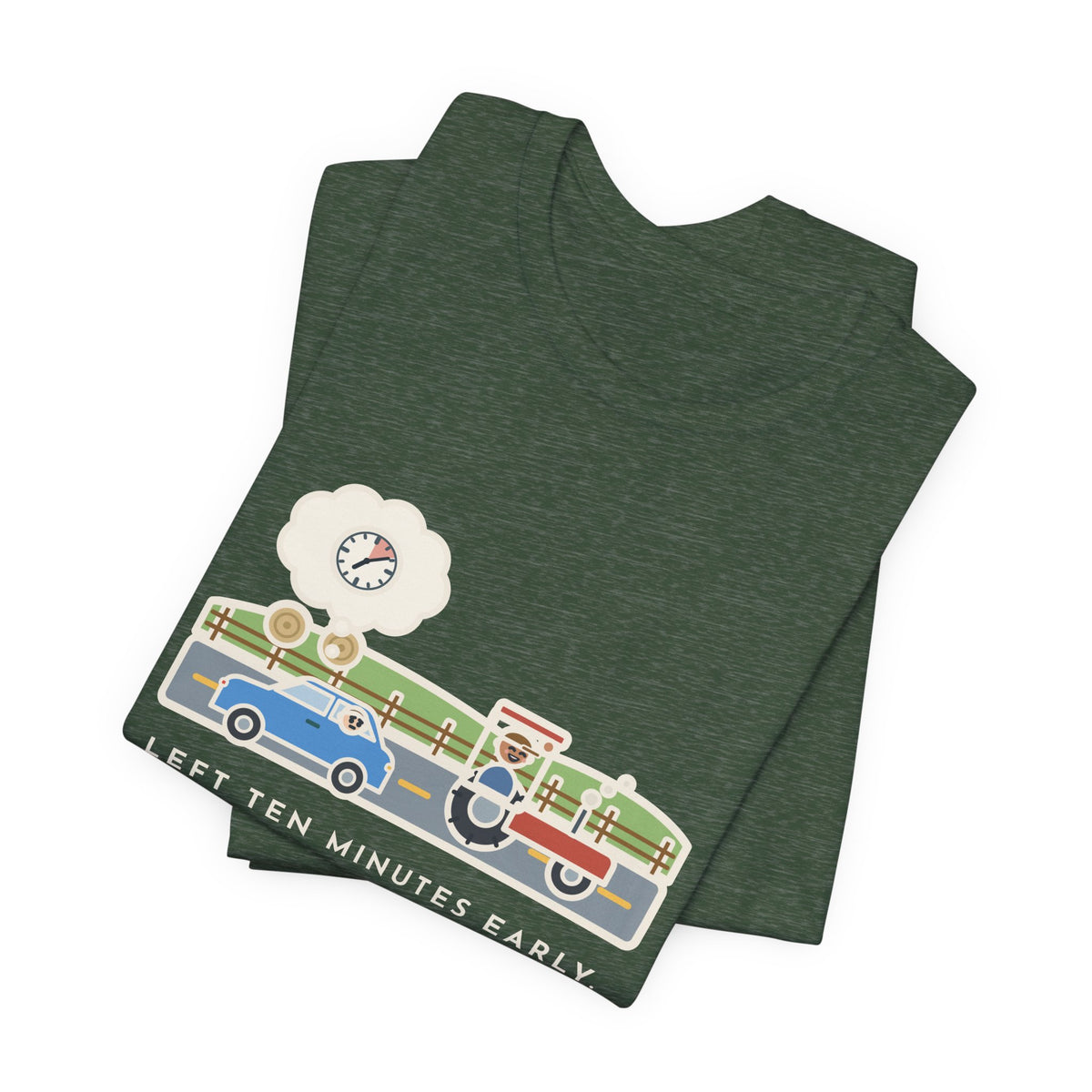 Funny Commuter T-Shirt, Left Ten Minutes Early, Spent Nine of Them Behind a Tractor, Country Road Tee