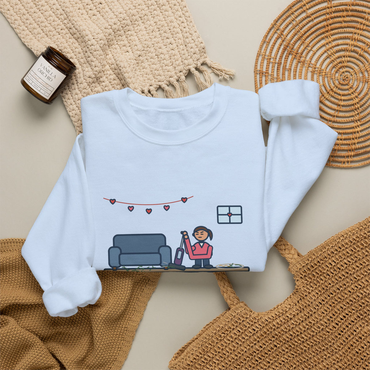 Christmas Tree Sweatshirt, Took It Down January 2, Still Vacuuming Needles on Valentine's Day, Funny February Cleanup Crewneck