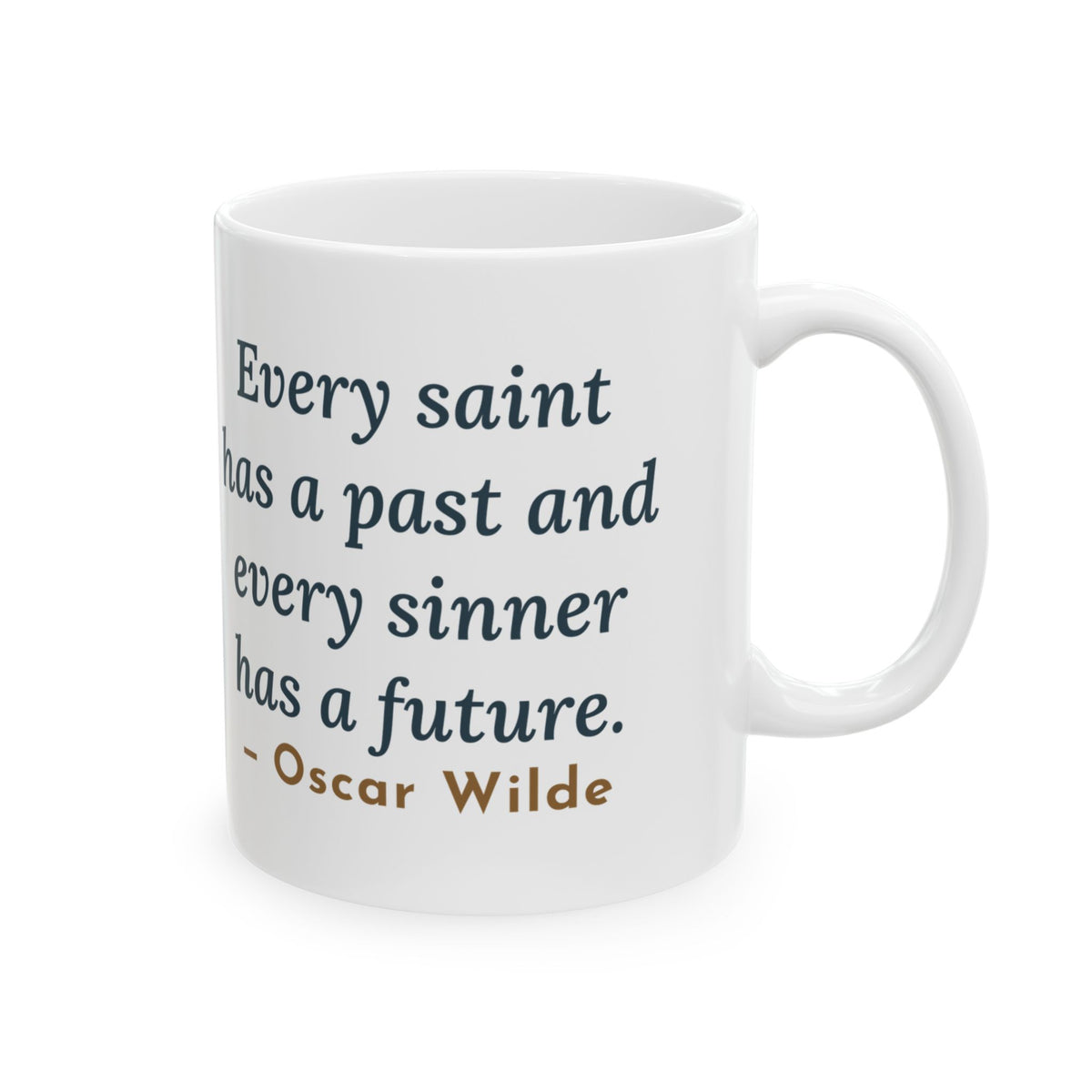 Oscar Wilde Quote Mug, Every Saint Has a Past, Every Sinner Has a Future, Wit Halo and Horns Coffee Mug 11oz