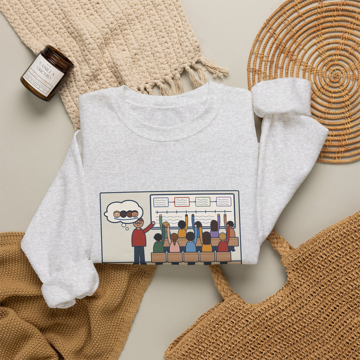Eighth Grade Teacher Sweatshirt, Explained the Project for Twenty Minutes, First Question Was About Groups, Funny Project Day Crewneck