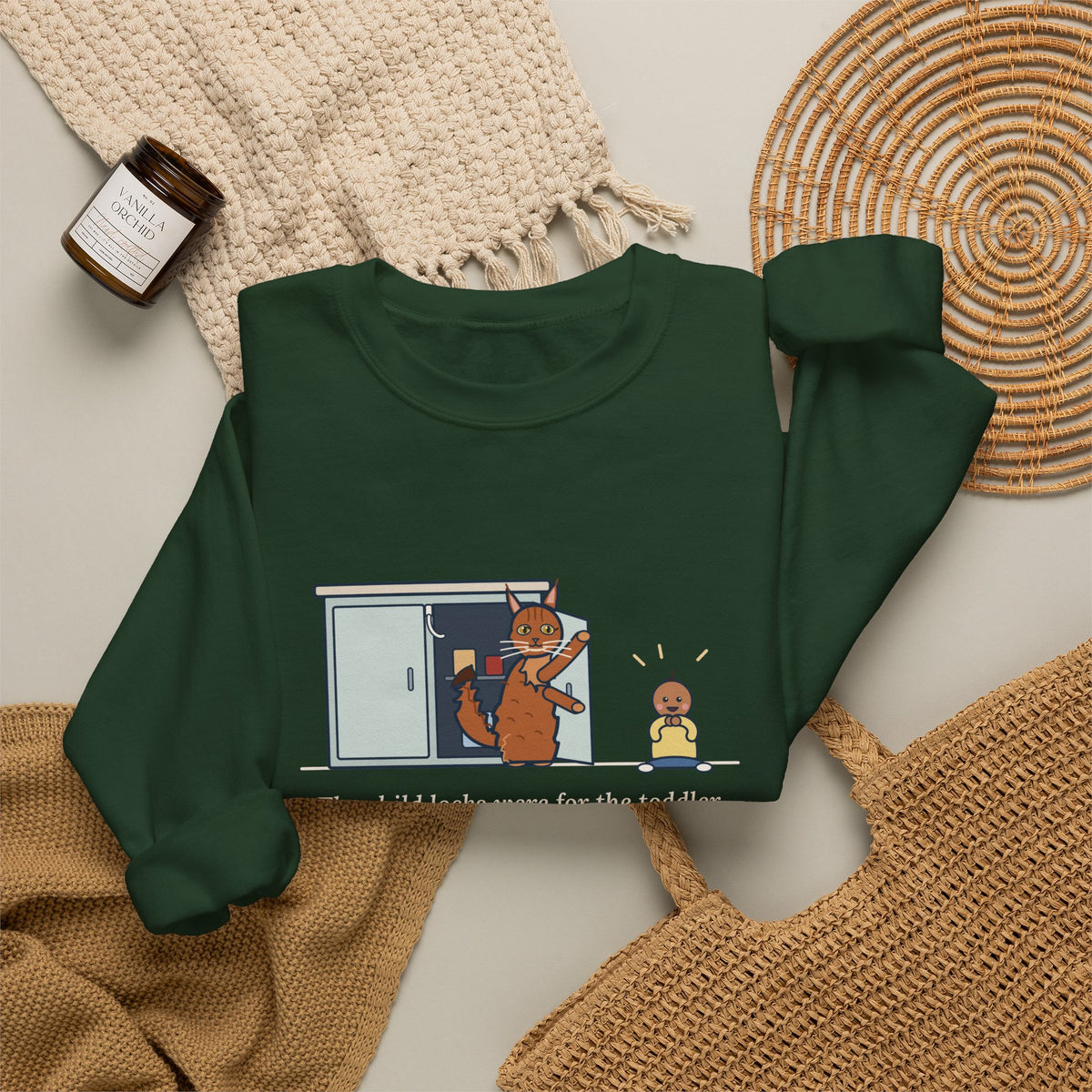 Somali Cat Crewneck Sweatshirt - The Somali Learned the Child Locks First Cat Lover Gift
