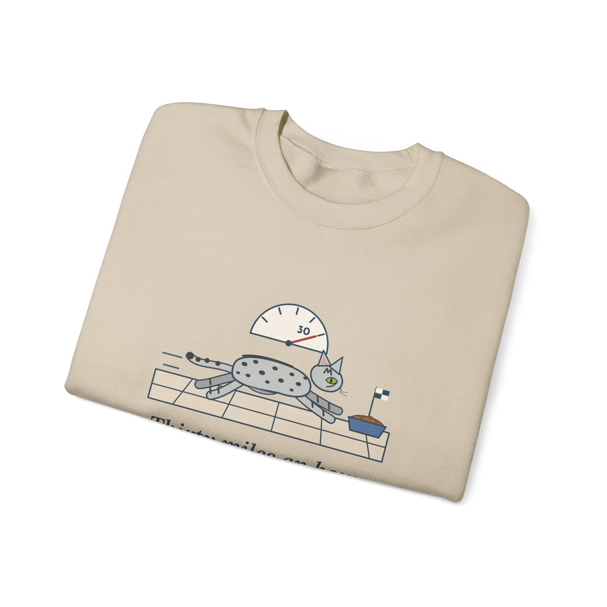 Egyptian Mau Crewneck Sweatshirt - Thirty Miles an Hour to the Food Bowl