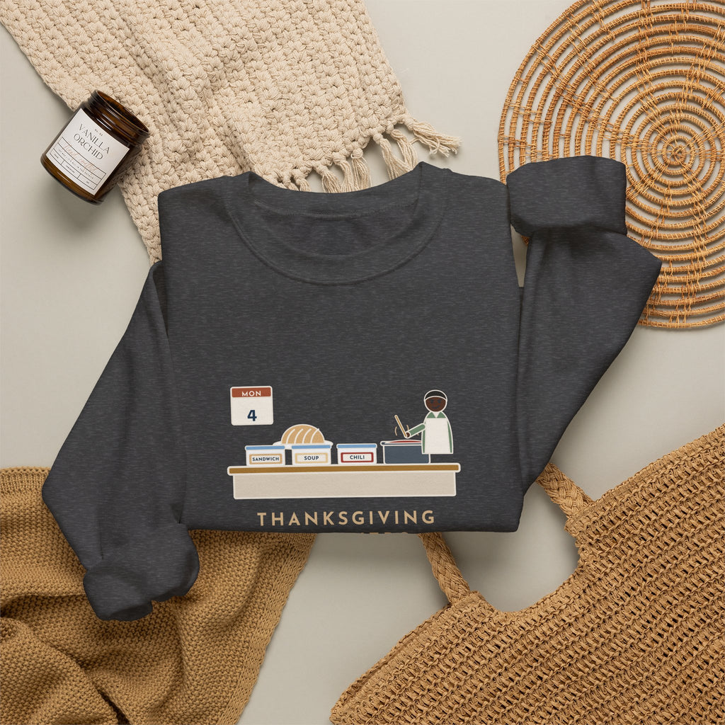 Thanksgiving Leftovers Sweatshirt, Day Four, Sandwich, Then Soup, Now Turkey Chili, Funny Leftover Plan Crewneck