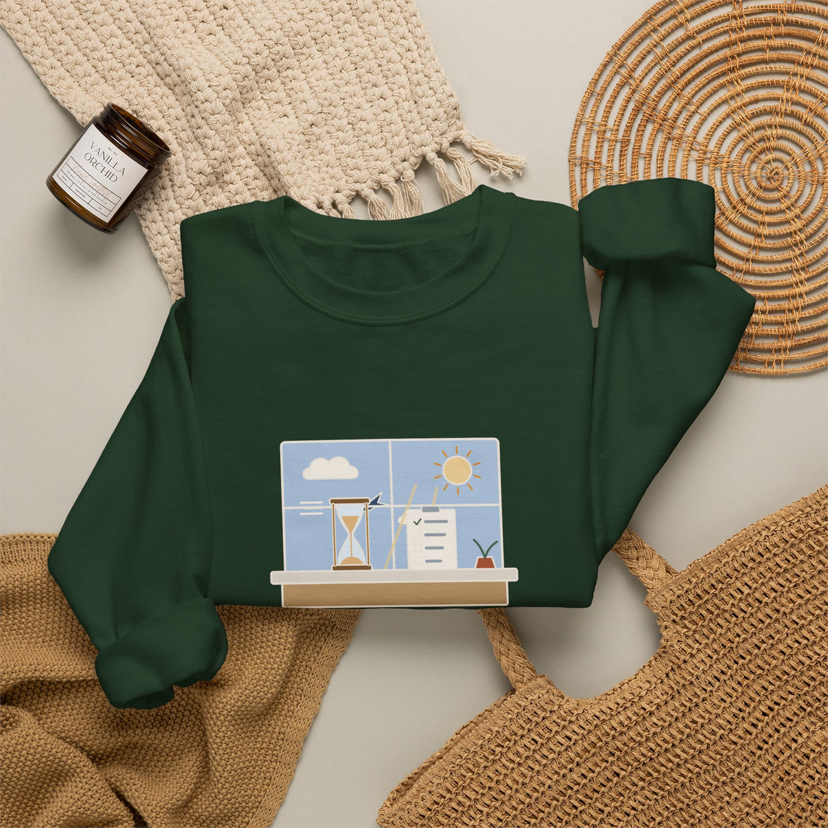 While We Are Postponing, Life Speeds By Sweatshirt, Stoic Seneca Quote Crewneck with Swift Past the Window