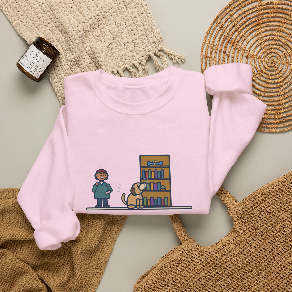 Dog's Present Sweatshirt, Hid It High on a Shelf, He Sniffed It Out in Four Seconds, Funny Bookshelf Crewneck