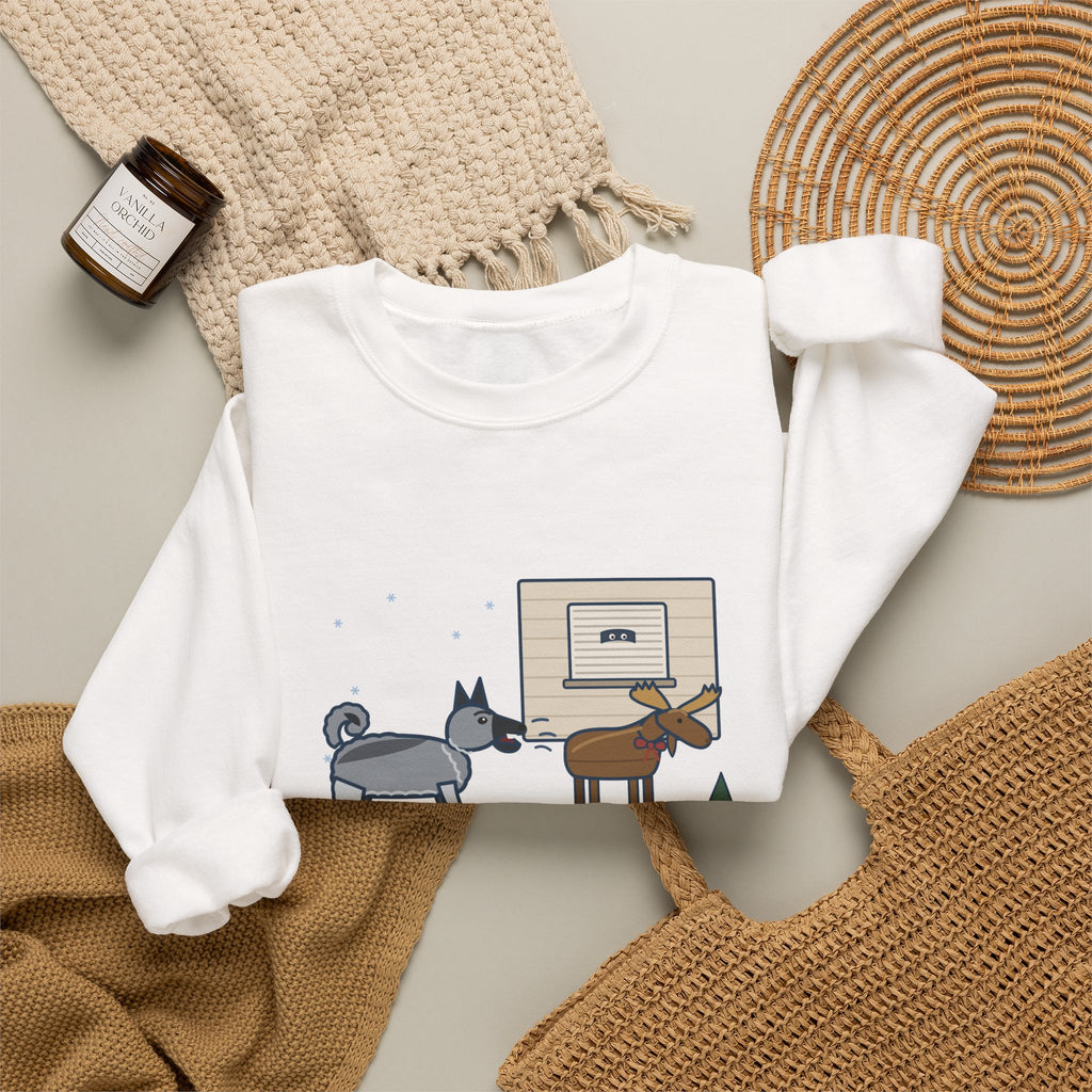Norwegian Elkhound Crewneck Sweatshirt - Barked at the Plastic Lawn Moose for an Hour