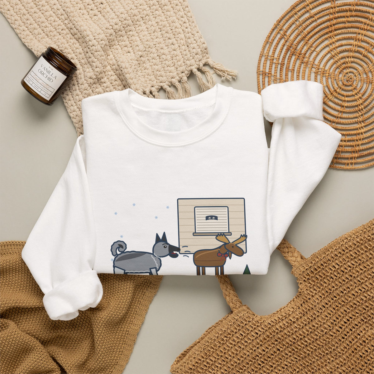 Norwegian Elkhound Crewneck Sweatshirt - Barked at the Plastic Lawn Moose for an Hour