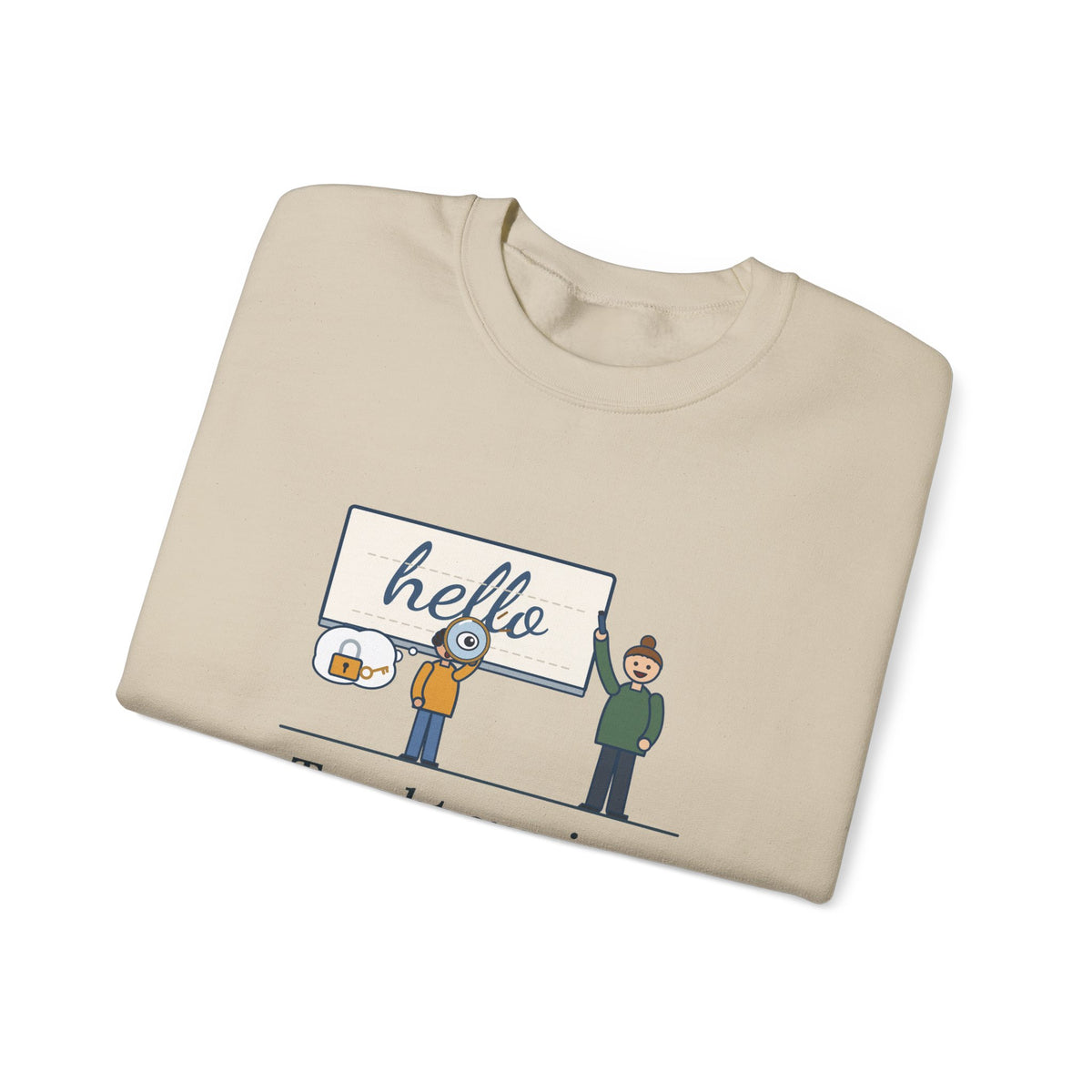 Cursive Handwriting Teacher Crewneck Sweatshirt - Secret Code Magnifying Glass Student