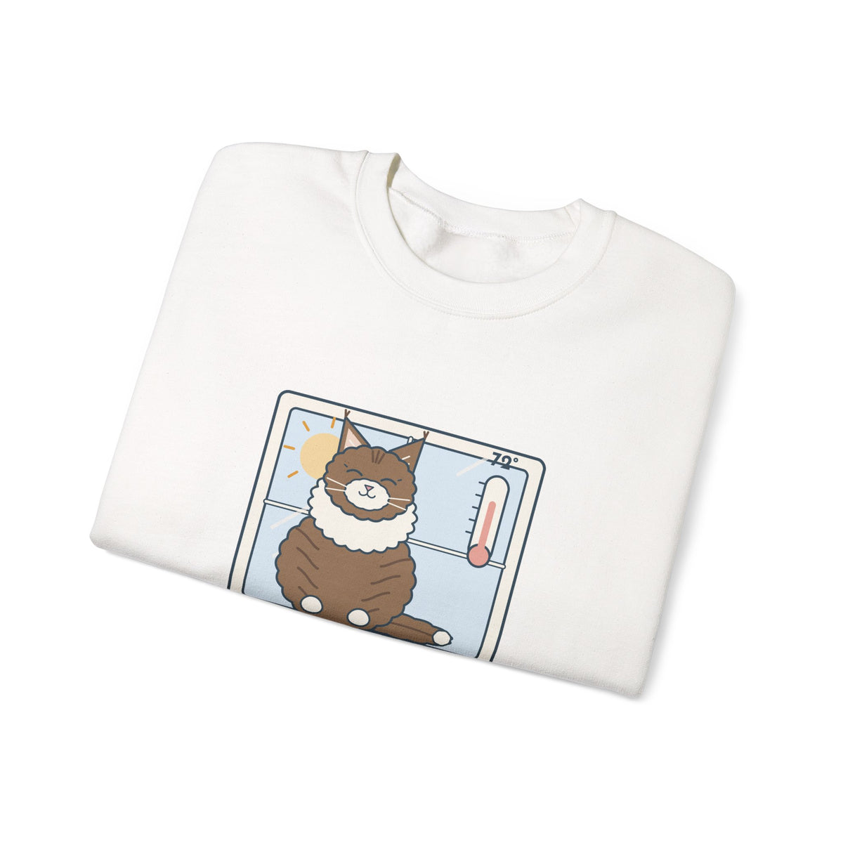Norwegian Forest Cat Crewneck Sweatshirt - Wears a Winter Coat to the Windowsill