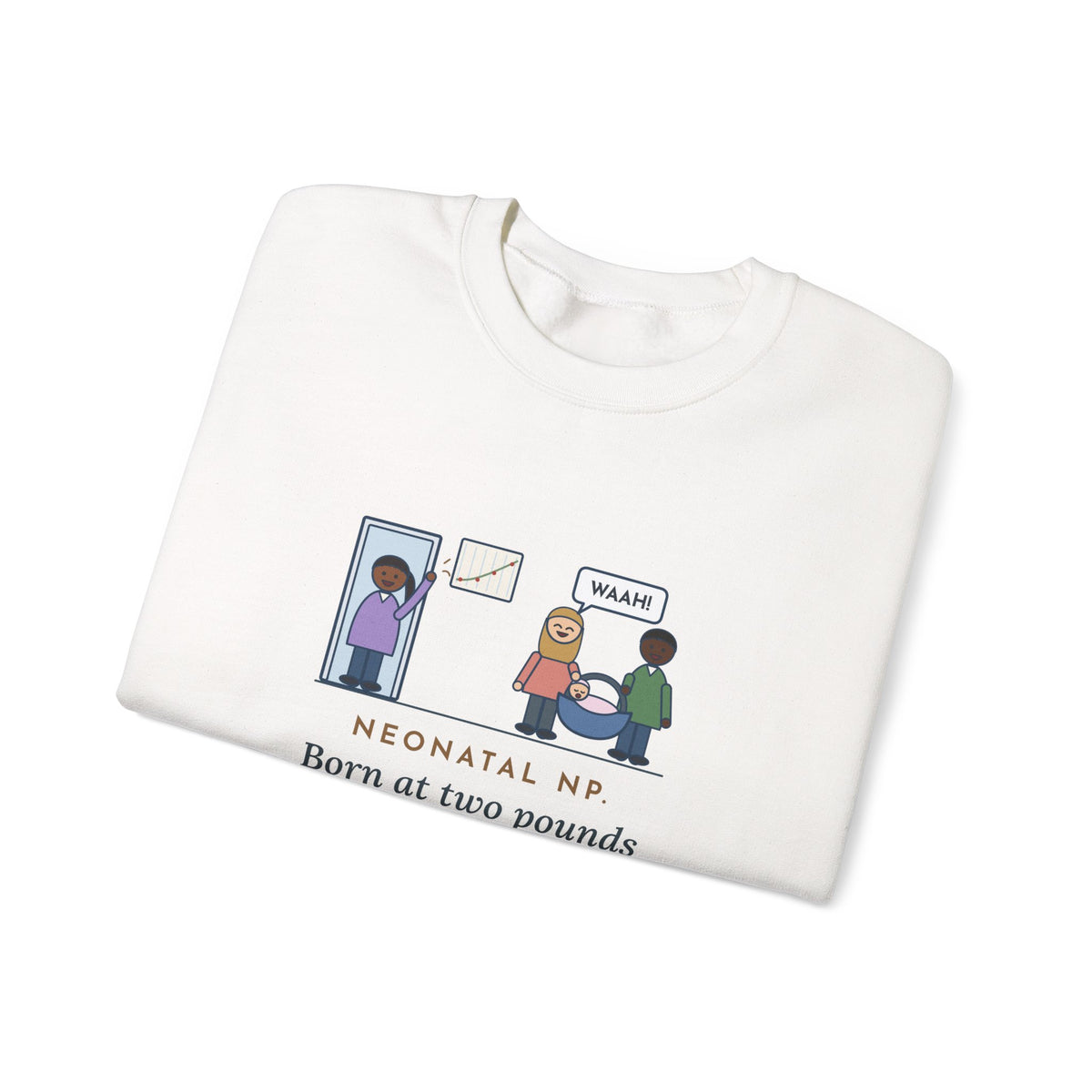 Neonatal Nurse Practitioner Sweatshirt, Born at Two Pounds Four Ounces, Went Home at Five Pounds and Loud, Funny Going-Home Day Crewneck