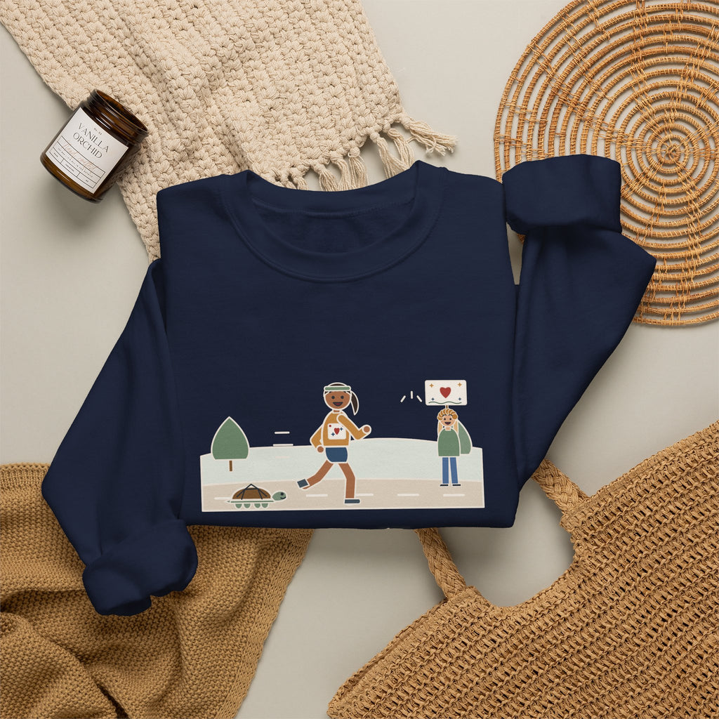 Ran It Slow. Ran It Anyway. Sweatshirt, Running Quote Crewneck, Turtle Pace