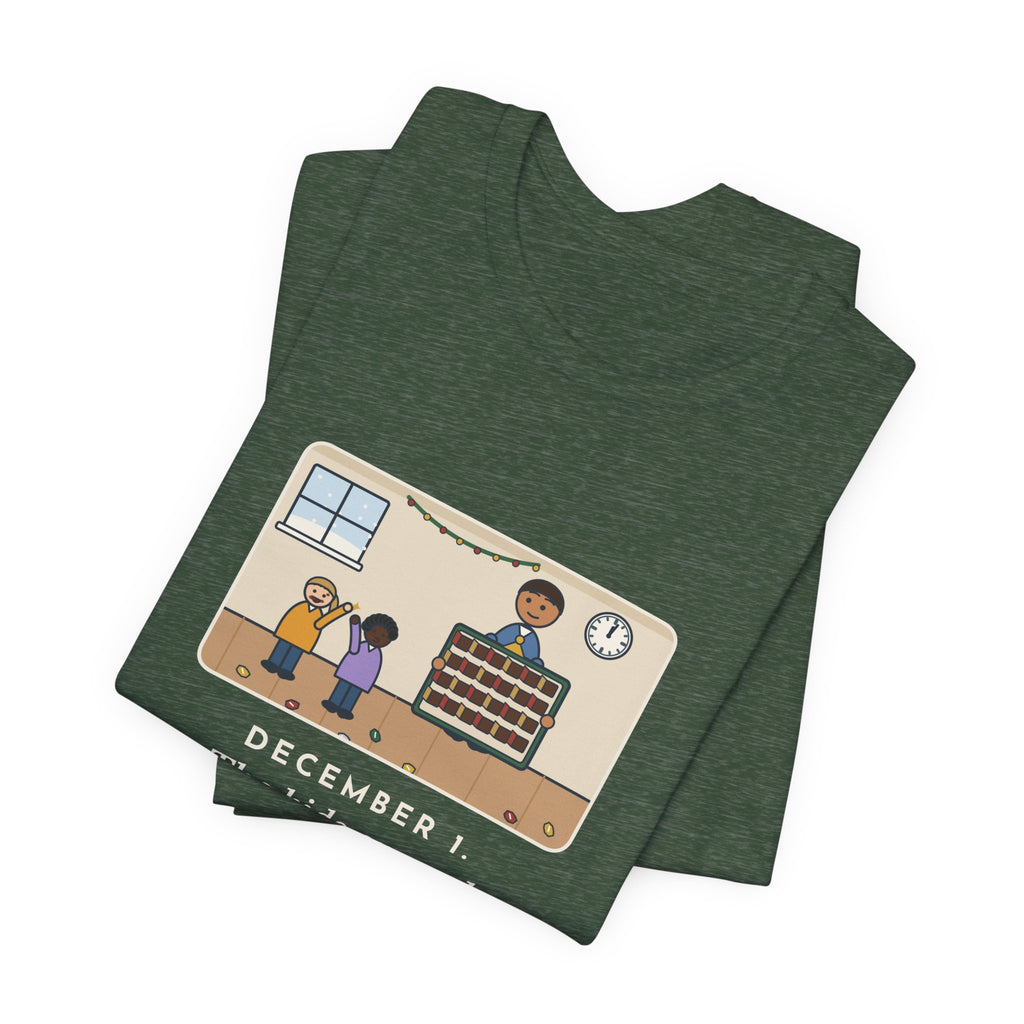 Funny Countdown Calendar T-Shirt, December 1, the Kids Opened All Twenty-Four Little Doors by Lunch, December Kitchen Tee