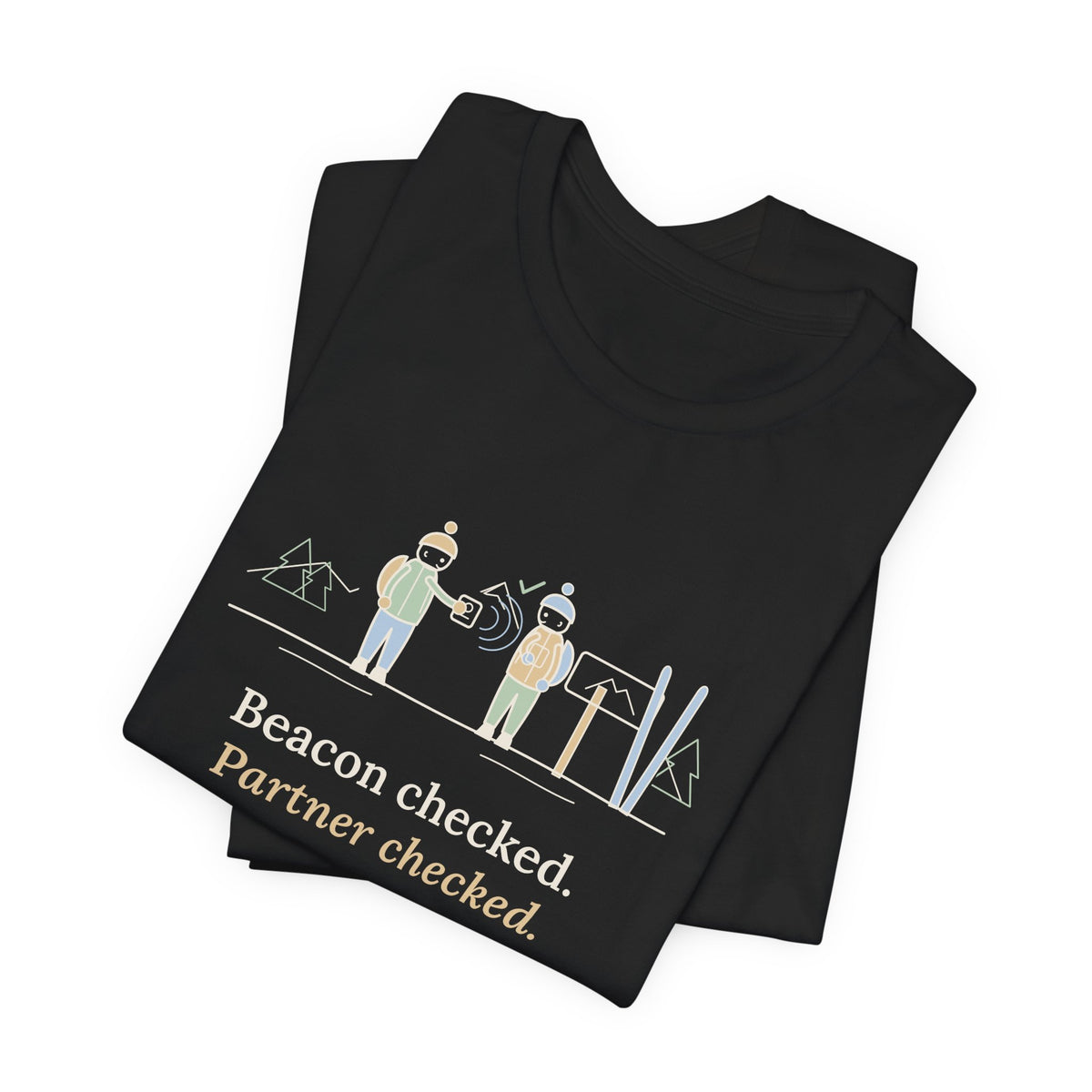 Backcountry Ski T-Shirt - Beacon Checked. Partner Checked. Ski Touring Tee