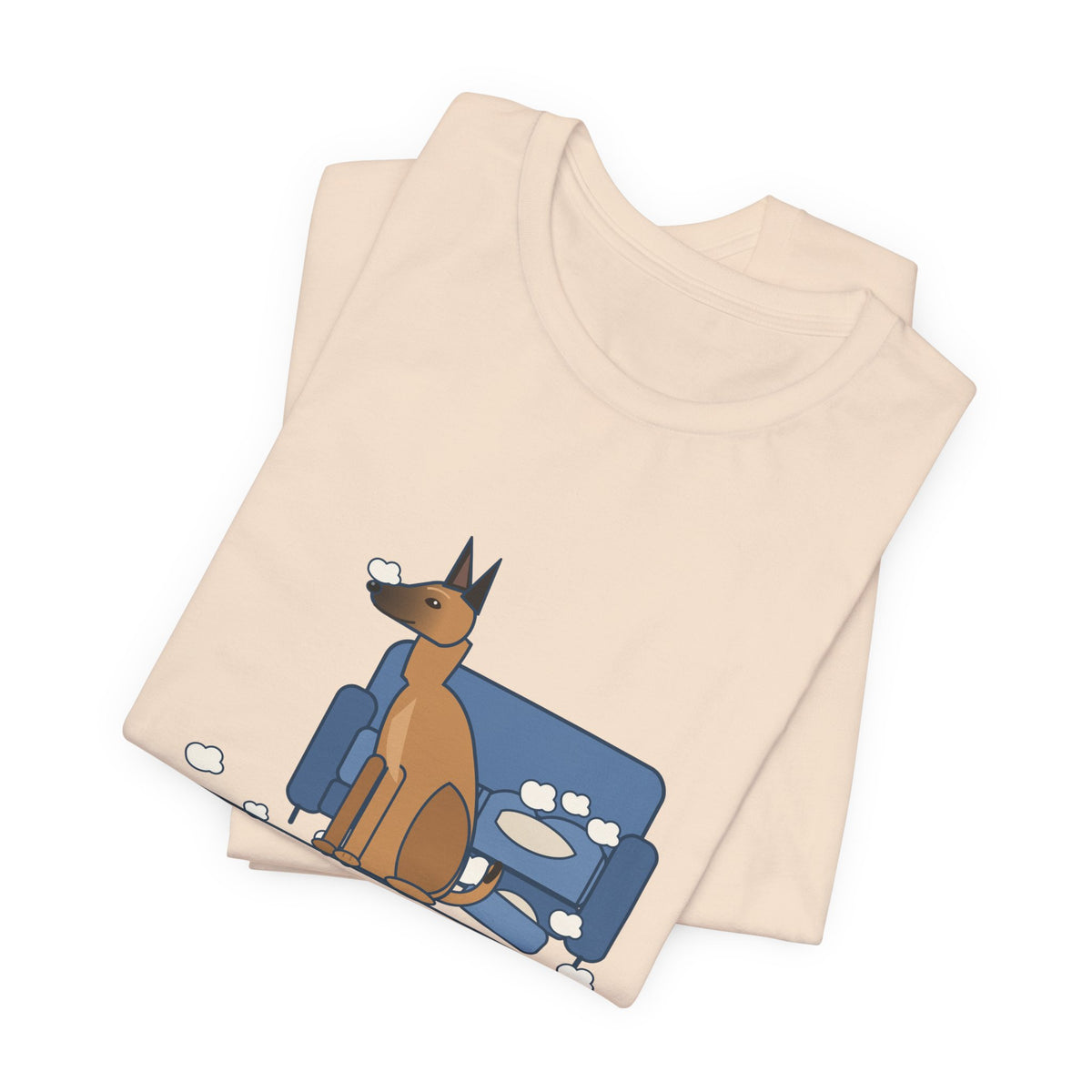 Belgian Malinois T-Shirt - The Malinois Found a Job: The Couch Cushions, Funny Mal Dog Tee